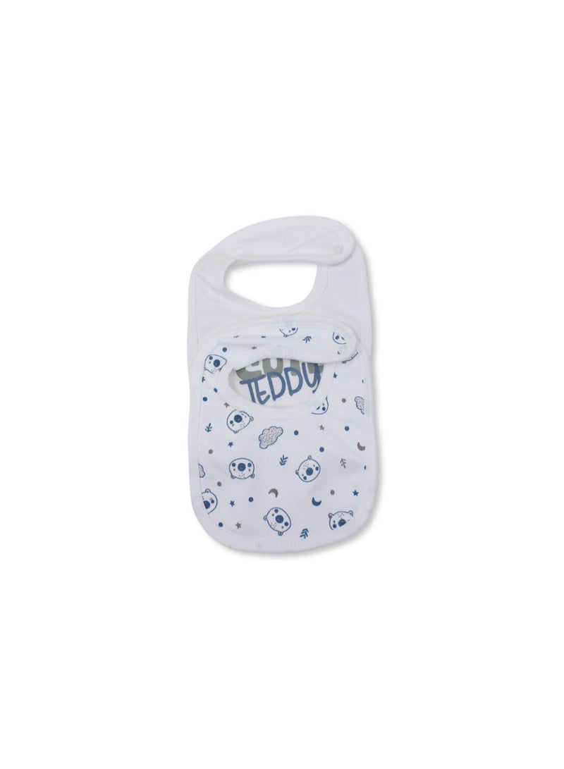 Berceau Cotton Bib Off-White with "Cute Teddy" Print – Pack Of 2 - Image 3
